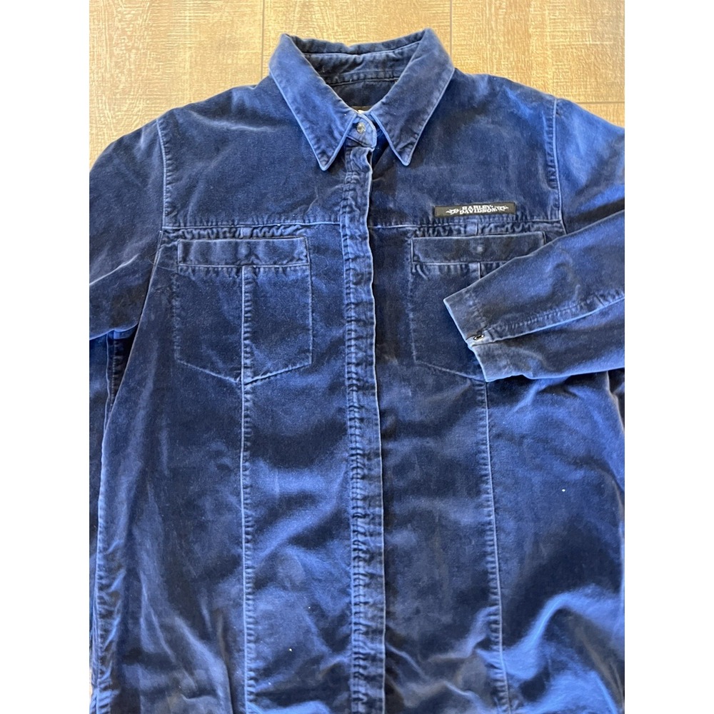 Harley Davidson‎ Velvet Button Up Shirt Biker Motorcycle Top